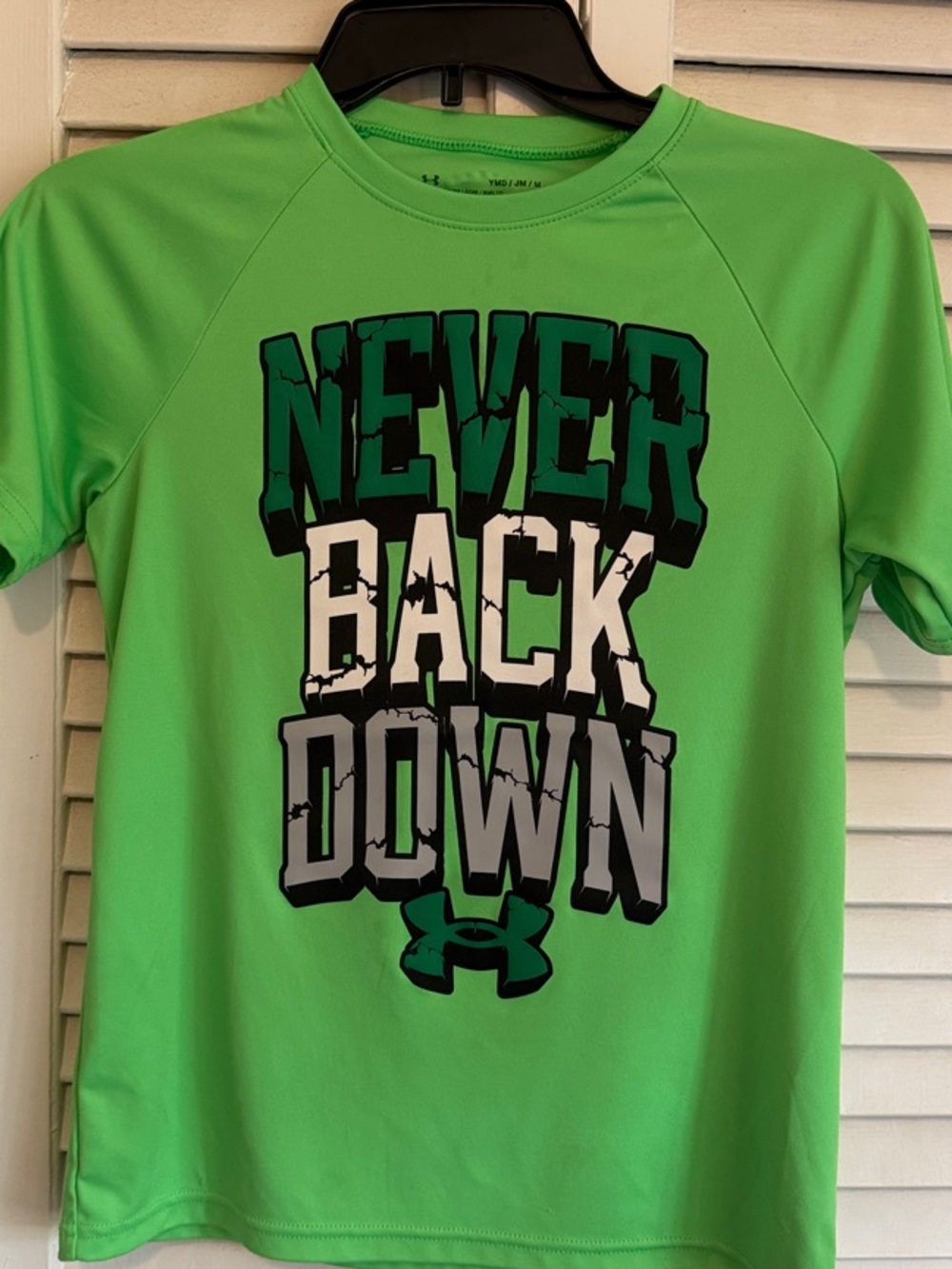 Under Armour Neon Green "Never Back Down" Short Sleeve Tee  

YOUTH MED